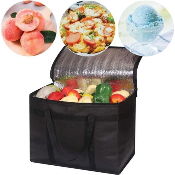 XL Insulated Reusable Grocery Bags with Sturdy Zipper Reinforced Bottom &Handles - Picture 3 of 8